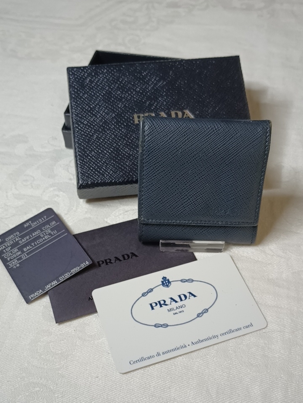 PRADA Saffiano Leather Coin Holder - Baltico Blue